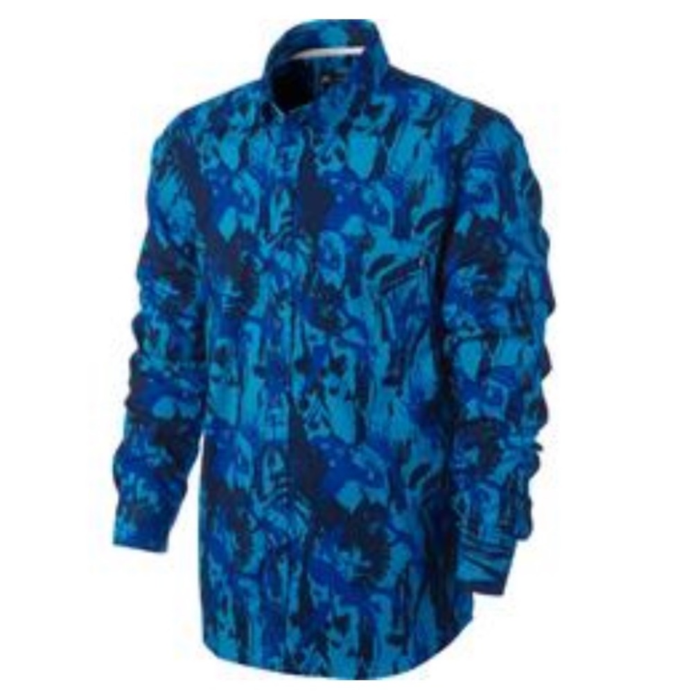 Nike SB Killingsworth Stretch Lizard Blue Camo Shirt Button Up Mens Small NWOT